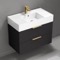 Black Bathroom Vanity, Floating, Modern, 32